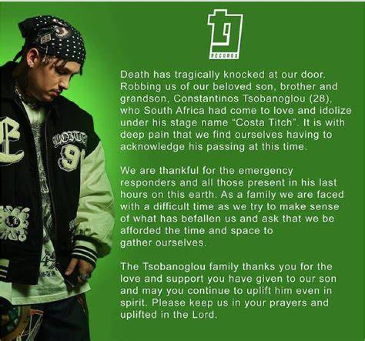 Costa Titch | Death cause